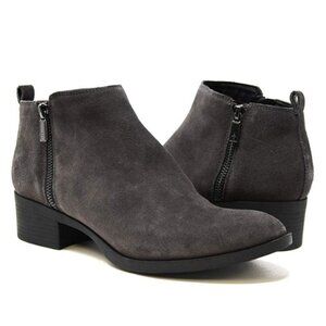 Kenneth Cole New York Gray Dara Side Zip Leather Suede Ankle Boots 7